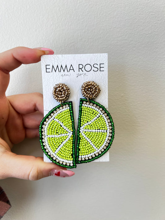 LIME BEADED EARRINGS