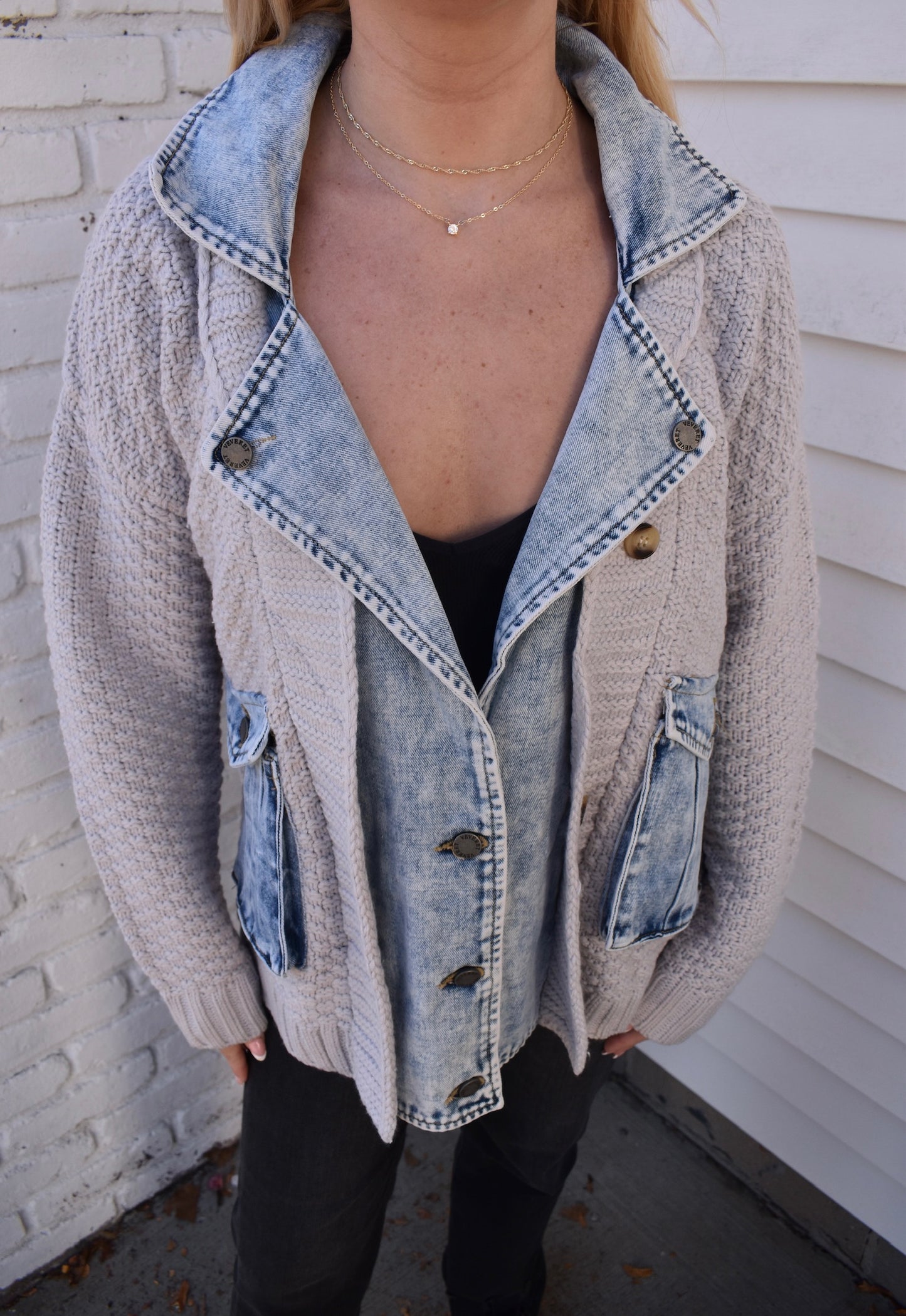 DENIM & KNIT CARDIGAN