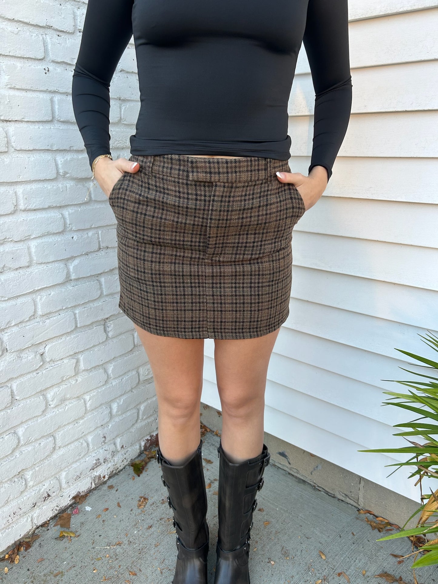 HIGH WAIST PLAID MINI SKIRT