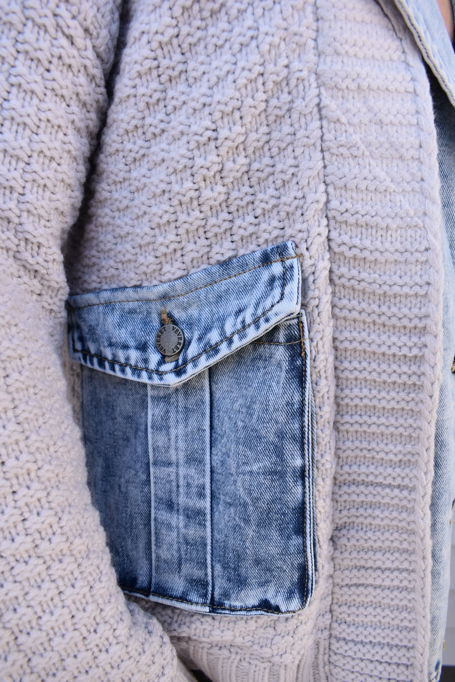 DENIM & KNIT CARDIGAN