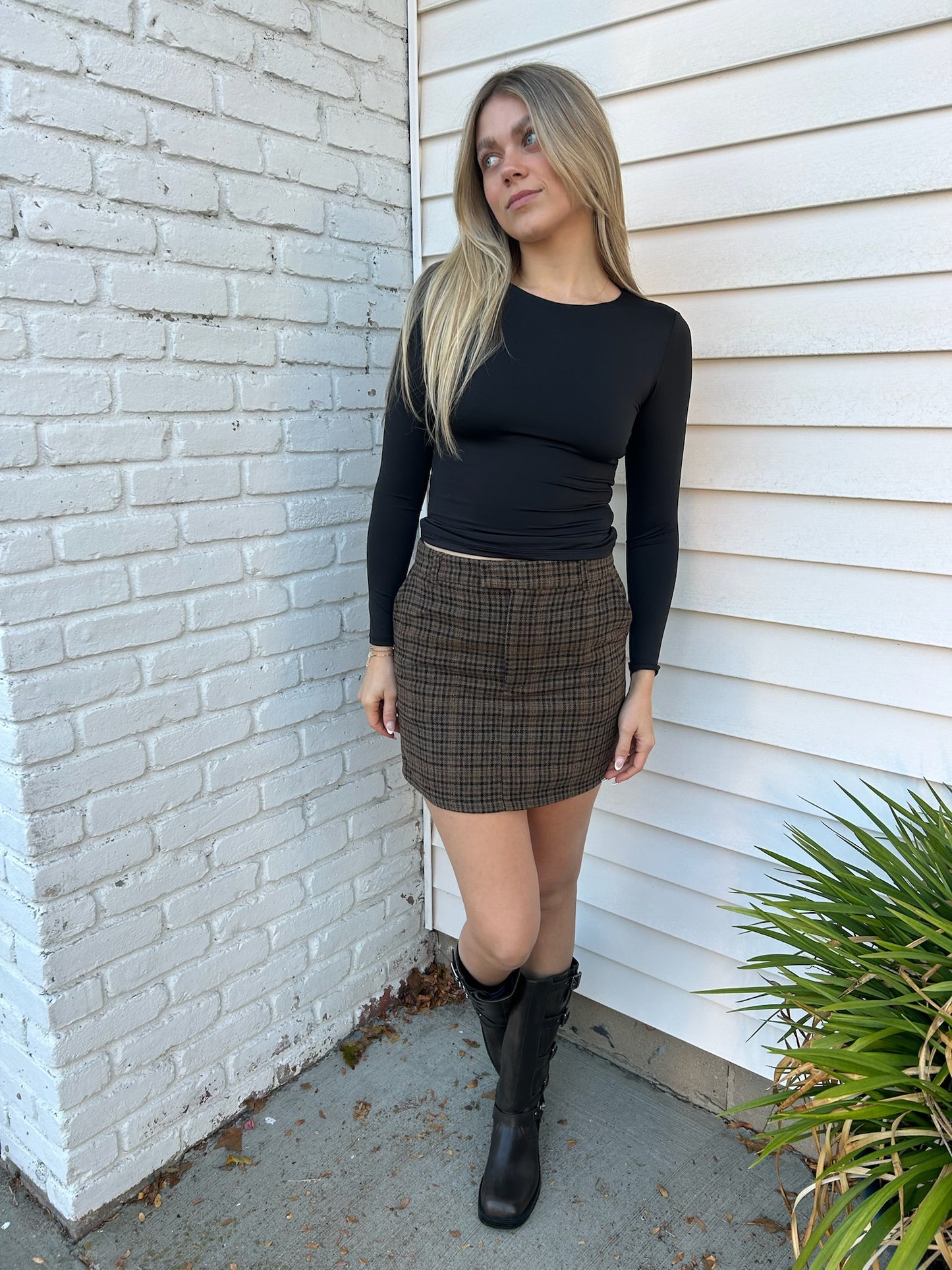 HIGH WAIST PLAID MINI SKIRT