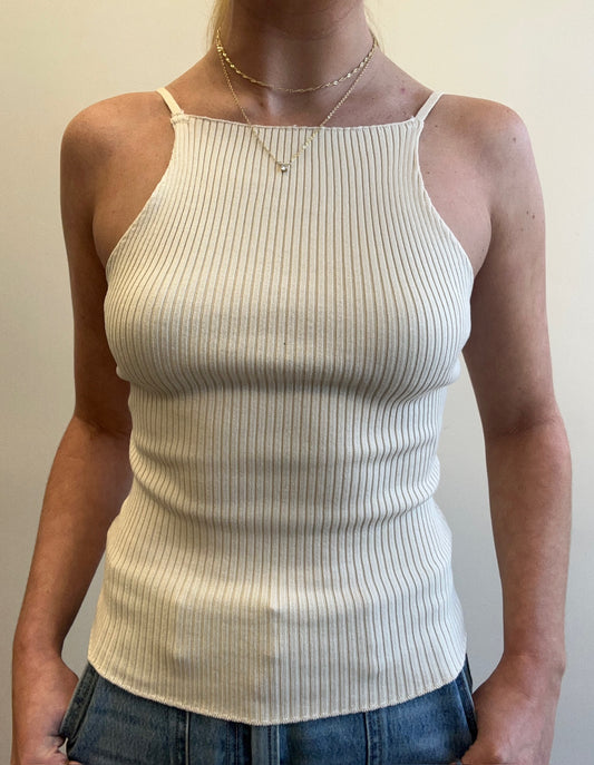 HALTER RIBBED CAMI TOP