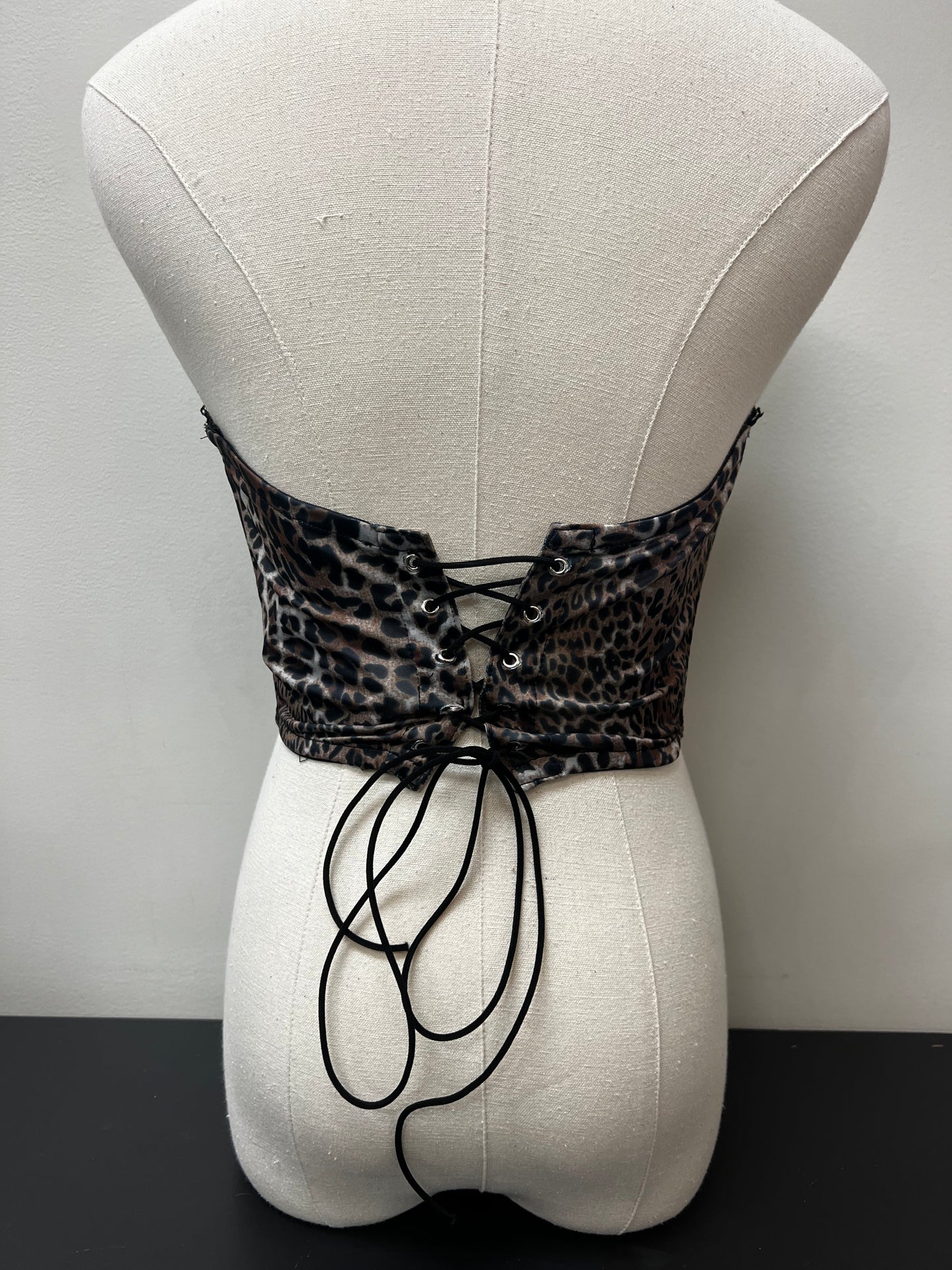 Leopard Lace Trim Crop Top