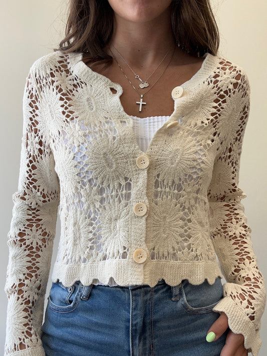 FLORAL CROCHET CARDIGAN