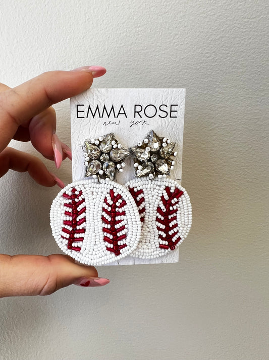 BASEBALL BEADED EARRINGS