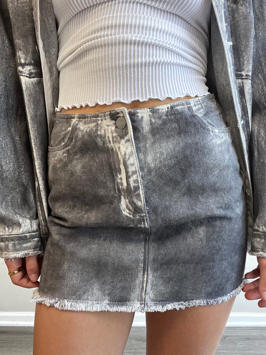 VINTAGE WASHED MID RISE DENIM SKIRT