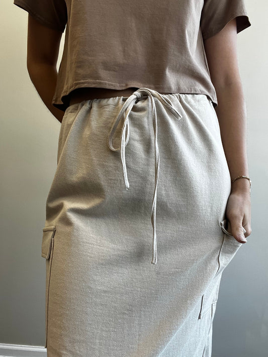 KNIT CARGO MAXI SKIRT