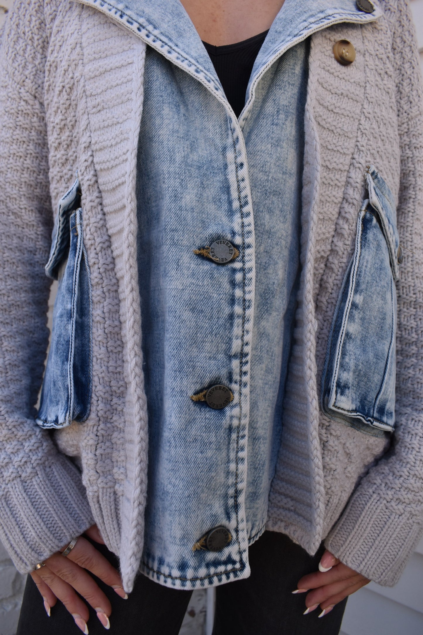 DENIM & KNIT CARDIGAN