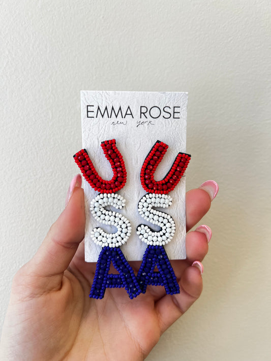 USA BEADED EARRINGS