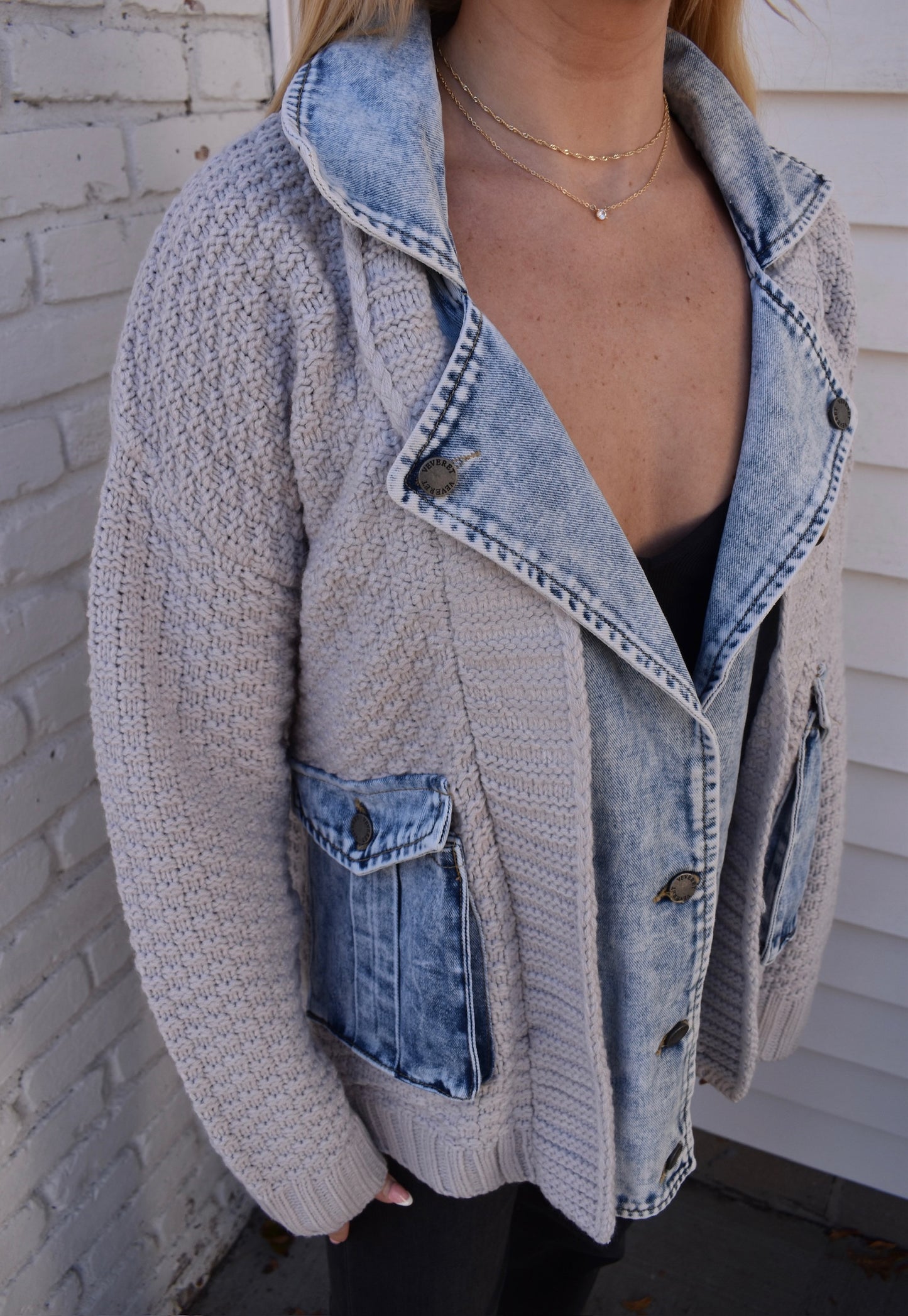 DENIM & KNIT CARDIGAN