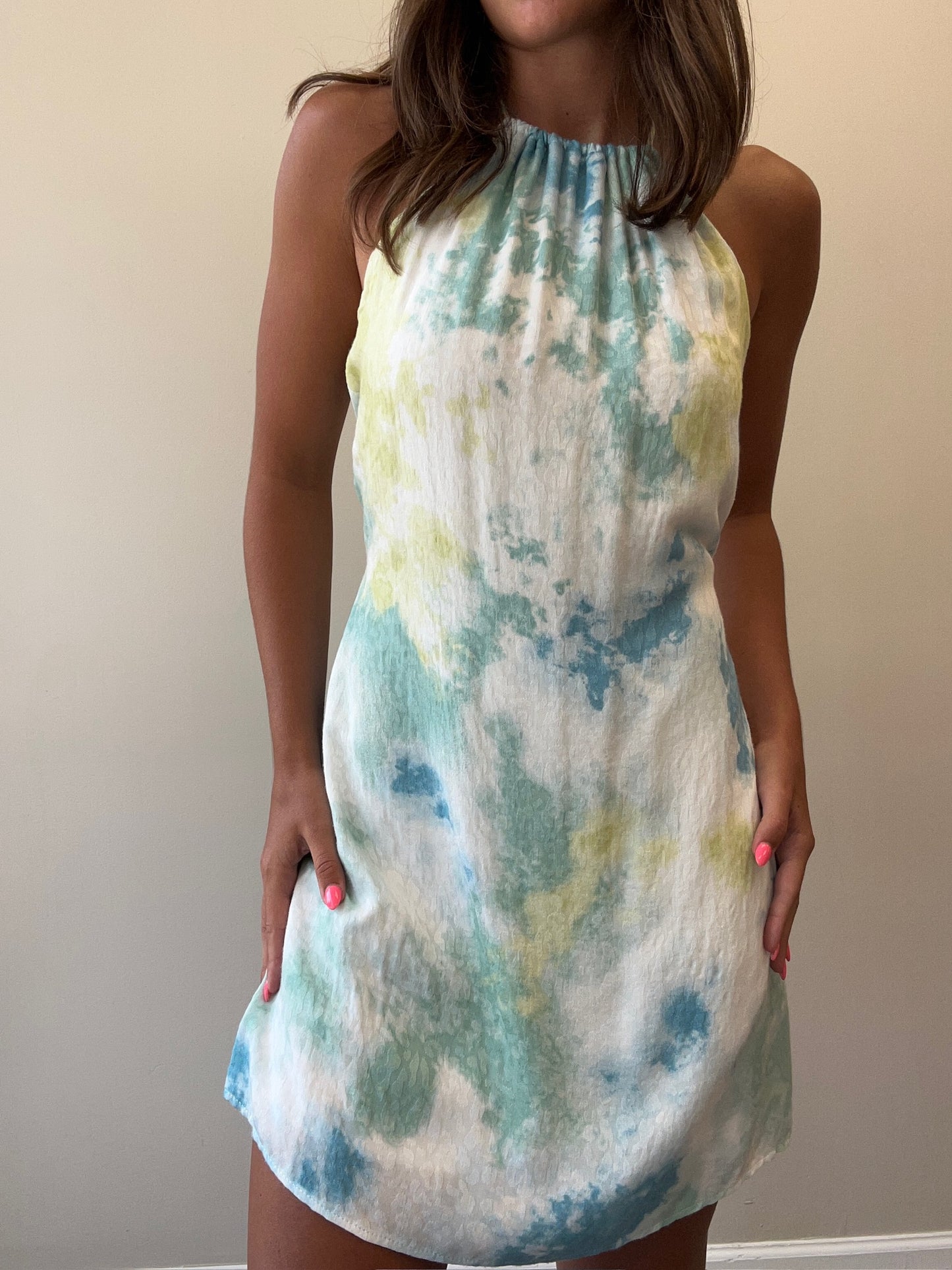 TIE DYE HALTER DRESS