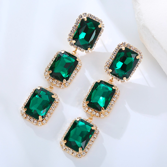 EMERALD STONE DROP EARRINGS