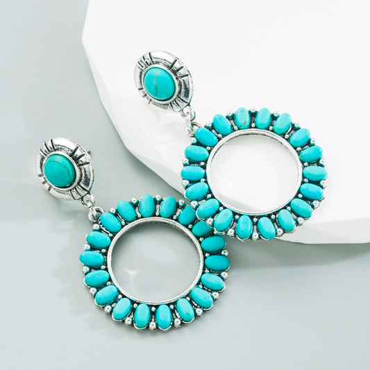 TURQUOISE HOOP EARRINGS