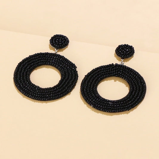 BLACK BOHO BEADED EARRINGS