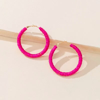 HOT PINK WRAPPED HOOPS